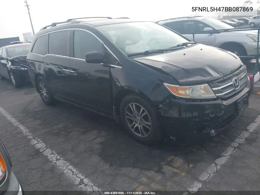 5FNRL5H47BB087869 2011 Honda Odyssey Ex