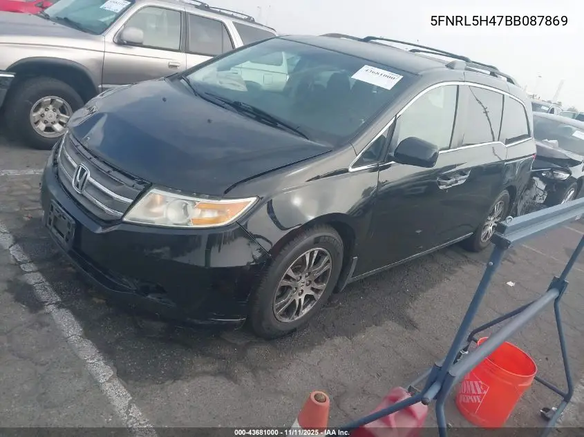 5FNRL5H47BB087869 2011 Honda Odyssey Ex