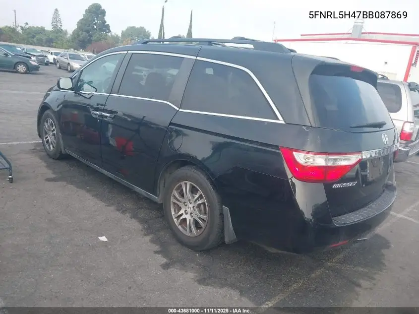 5FNRL5H47BB087869 2011 Honda Odyssey Ex