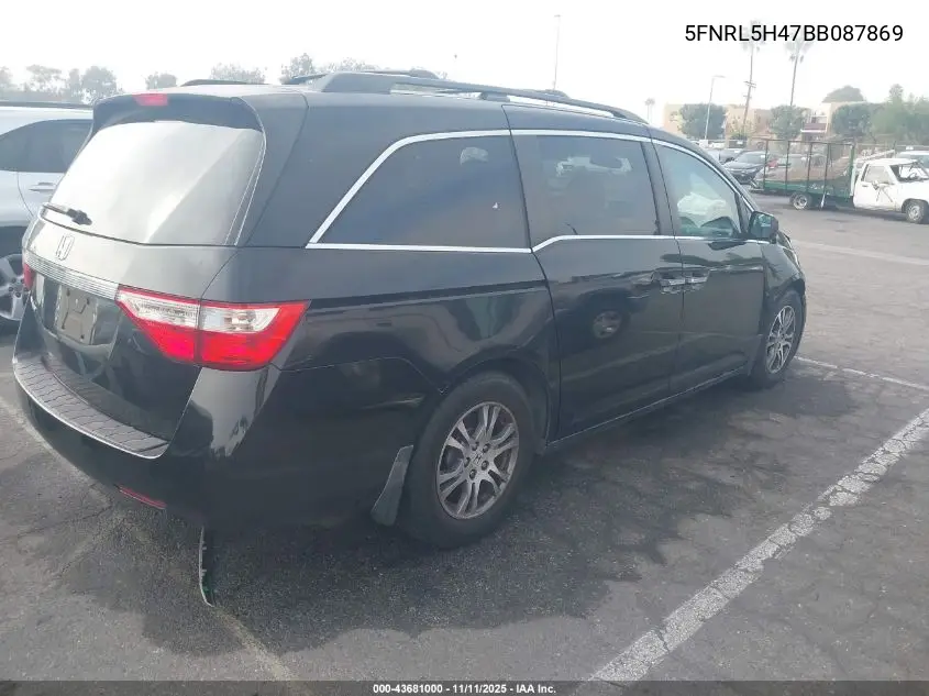 5FNRL5H47BB087869 2011 Honda Odyssey Ex
