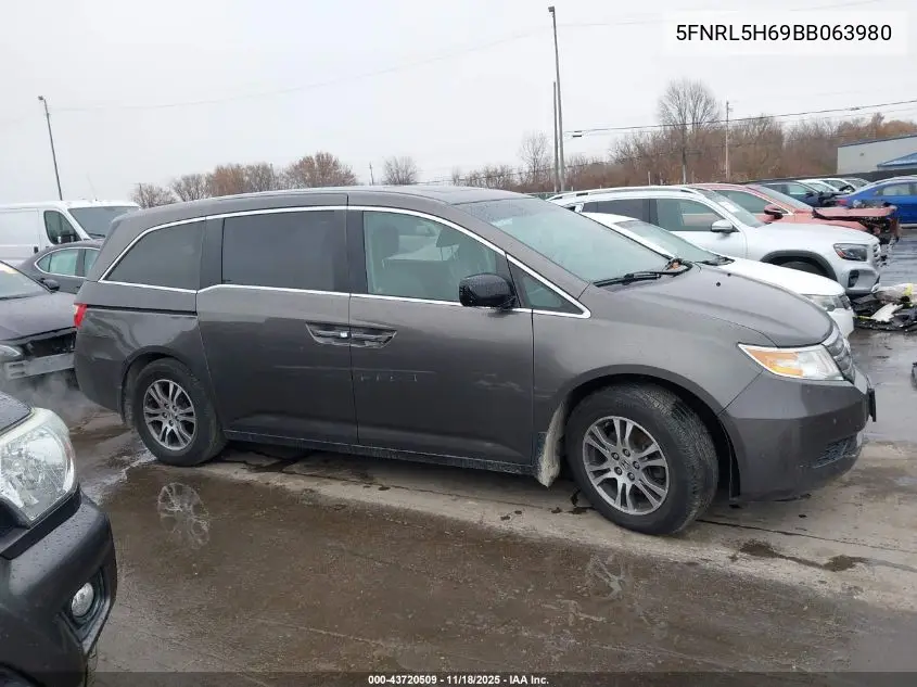 5FNRL5H69BB063980 2011 Honda Odyssey Ex-L