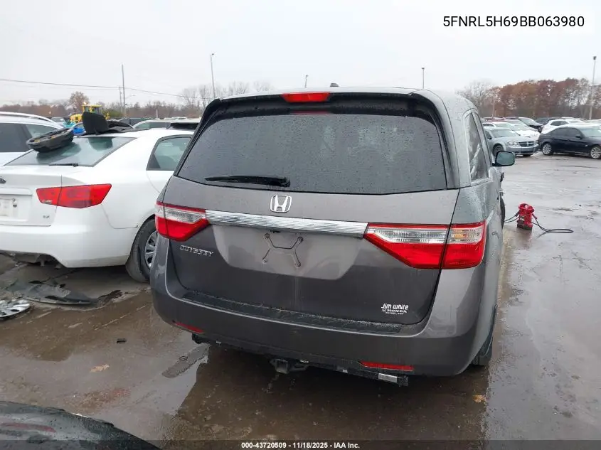 5FNRL5H69BB063980 2011 Honda Odyssey Ex-L