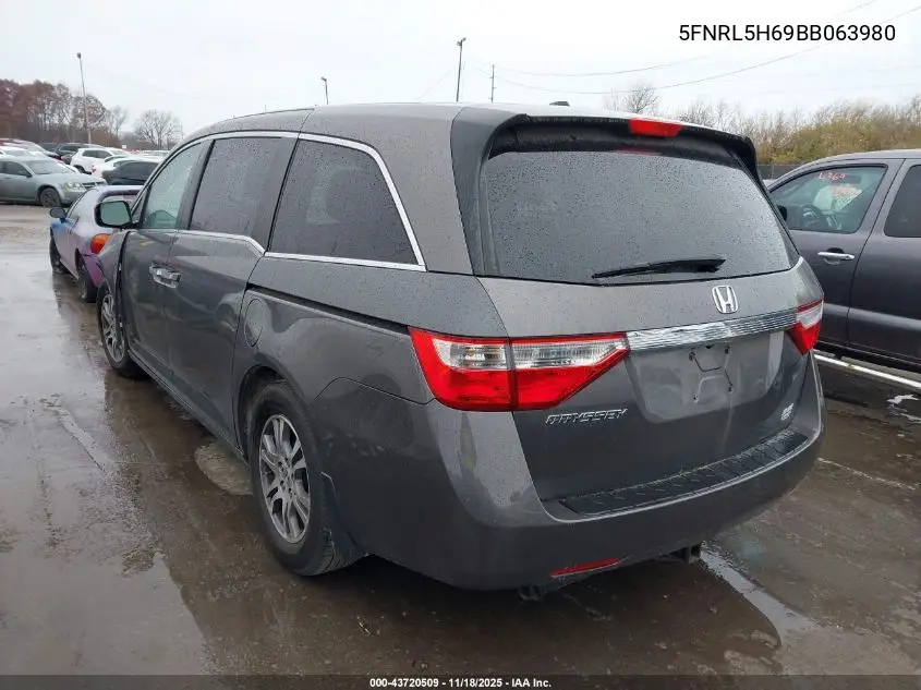 5FNRL5H69BB063980 2011 Honda Odyssey Ex-L