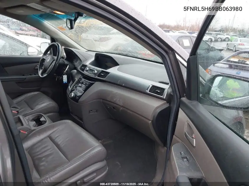 5FNRL5H69BB063980 2011 Honda Odyssey Ex-L