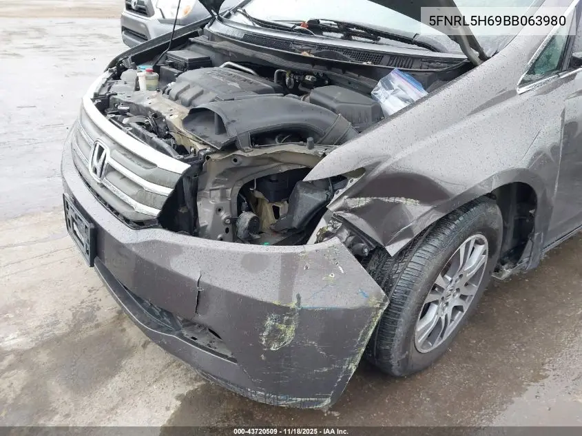 5FNRL5H69BB063980 2011 Honda Odyssey Ex-L