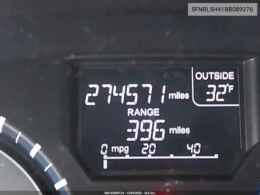 5FNRL5H41BB089276 2011 Honda Odyssey Ex