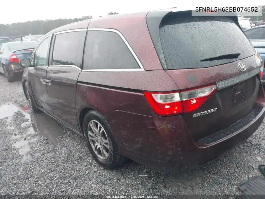 5FNRL5H63BB074652 2011 Honda Odyssey Ex-L