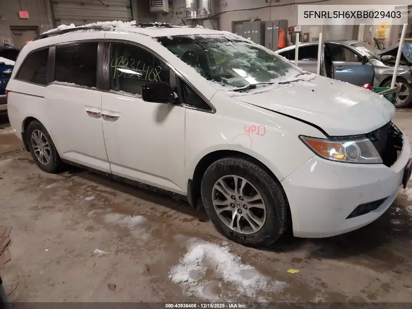 5FNRL5H6XBB029403 2011 Honda Odyssey Ex-L