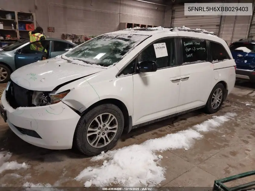 5FNRL5H6XBB029403 2011 Honda Odyssey Ex-L