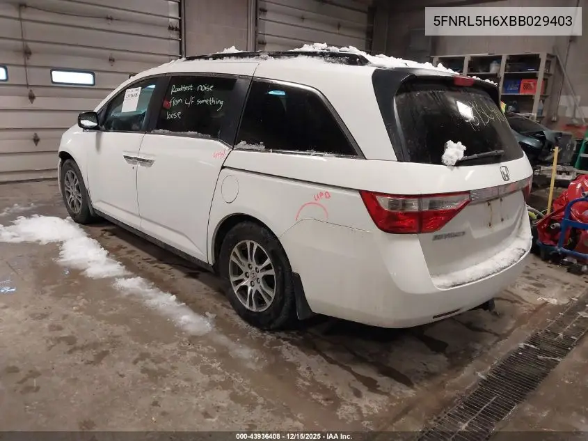 5FNRL5H6XBB029403 2011 Honda Odyssey Ex-L