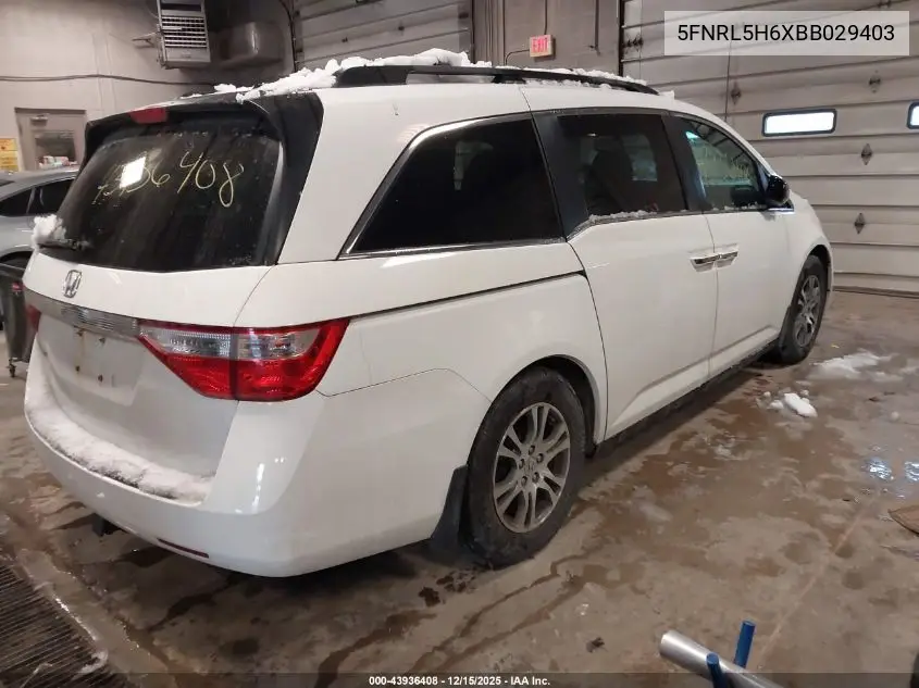 5FNRL5H6XBB029403 2011 Honda Odyssey Ex-L