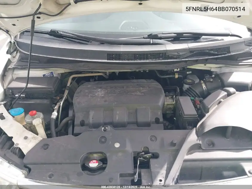 5FNRL5H64BB070514 2011 Honda Odyssey Ex-L