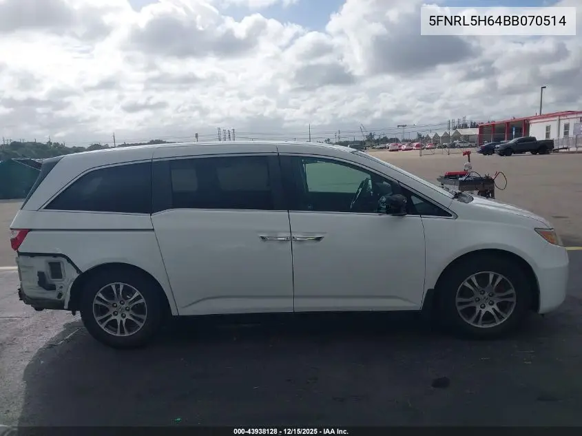 5FNRL5H64BB070514 2011 Honda Odyssey Ex-L