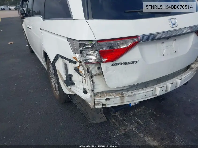 5FNRL5H64BB070514 2011 Honda Odyssey Ex-L