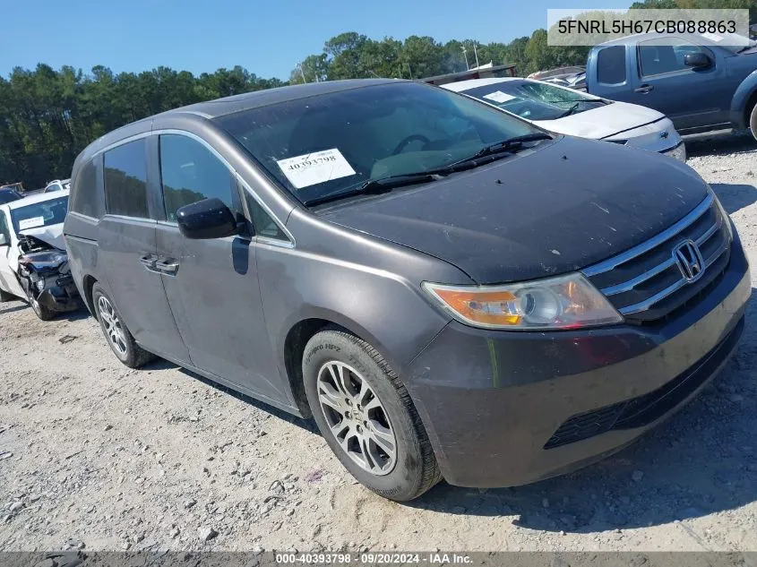 2012 Honda Odyssey Ex-L VIN: 5FNRL5H67CB088863 Lot: 40393798