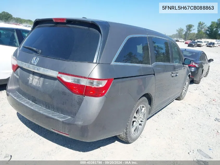 5FNRL5H67CB088863 2012 Honda Odyssey Ex-L