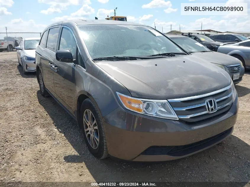 5FNRL5H64CB098900 2012 Honda Odyssey Ex-L