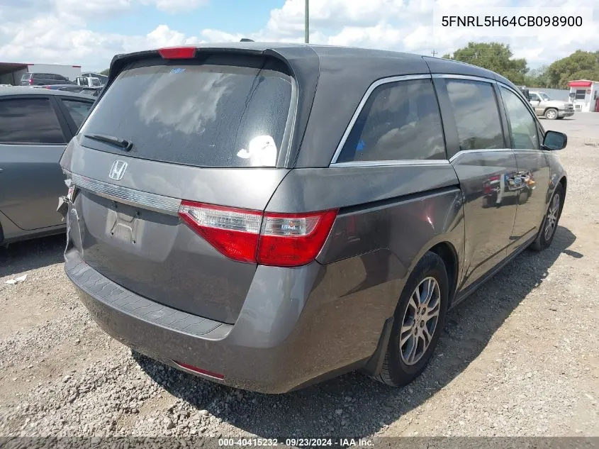 2012 Honda Odyssey Ex-L VIN: 5FNRL5H64CB098900 Lot: 40415232