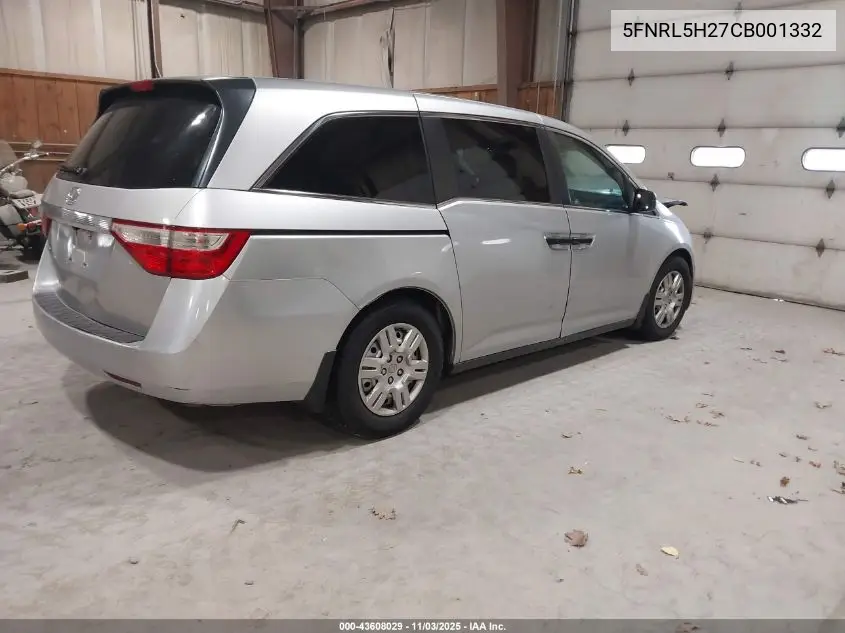 5FNRL5H27CB001332 2012 Honda Odyssey Lx