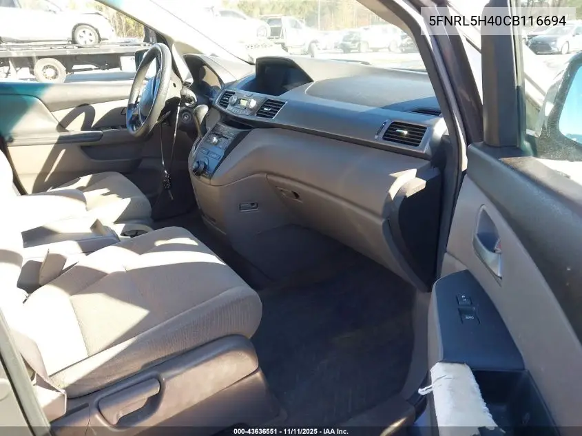 5FNRL5H40CB116694 2012 Honda Odyssey Ex