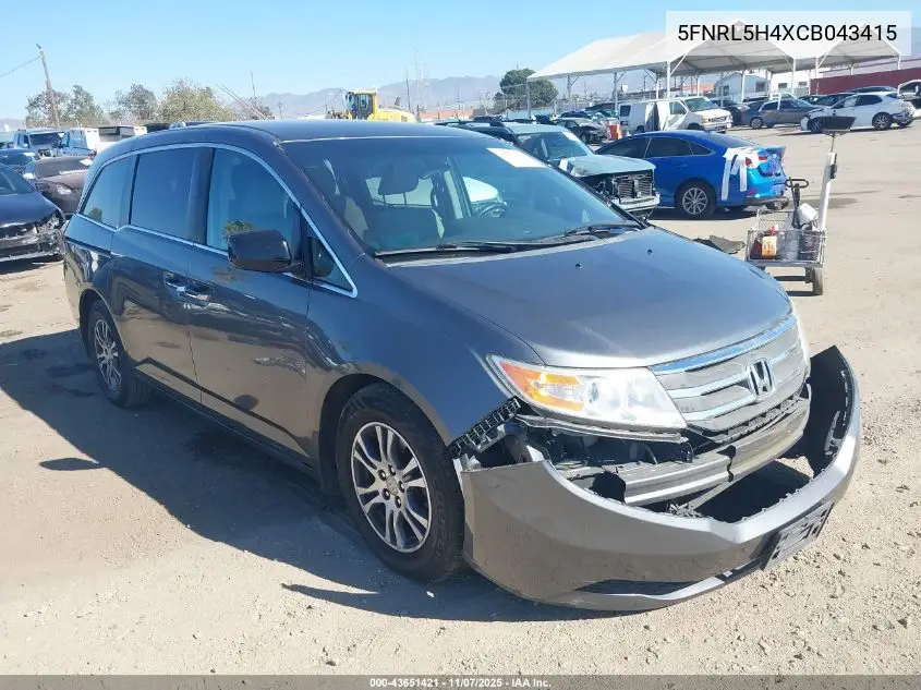 5FNRL5H4XCB043415 2012 Honda Odyssey Ex