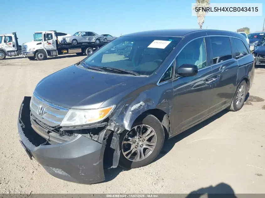5FNRL5H4XCB043415 2012 Honda Odyssey Ex
