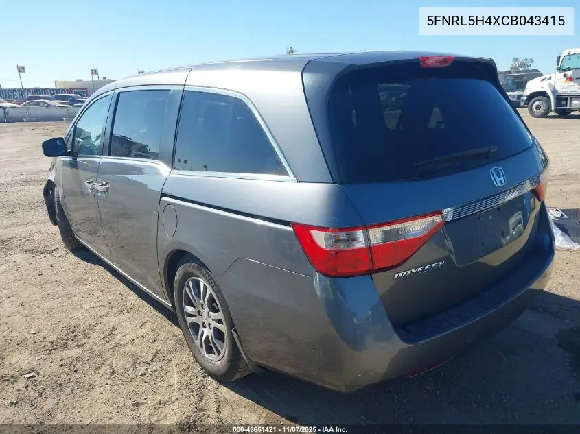 5FNRL5H4XCB043415 2012 Honda Odyssey Ex