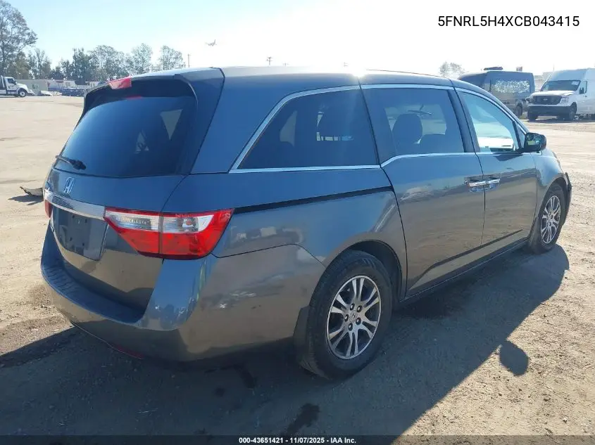 5FNRL5H4XCB043415 2012 Honda Odyssey Ex