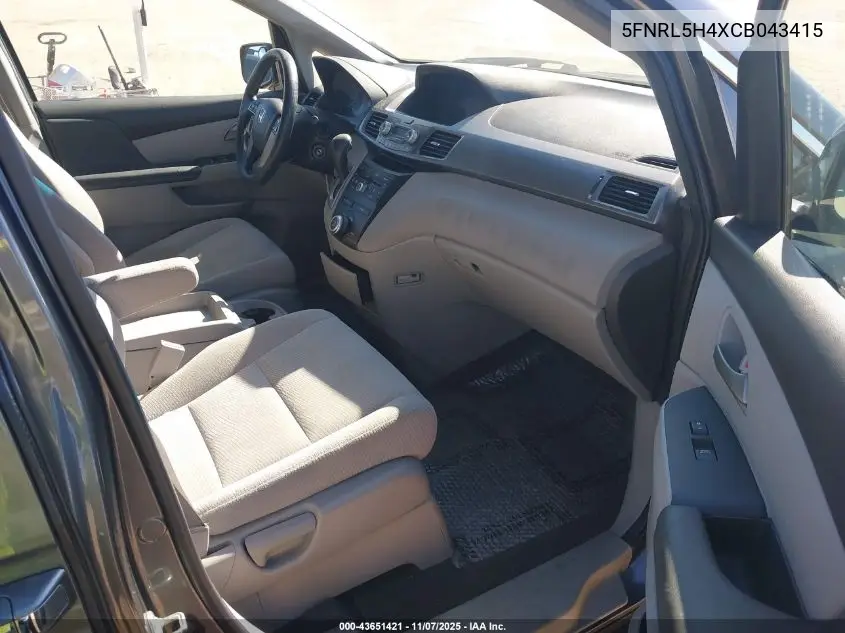 5FNRL5H4XCB043415 2012 Honda Odyssey Ex