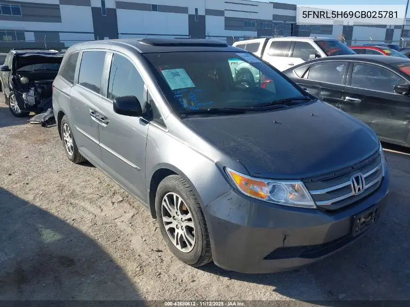 5FNRL5H69CB025781 2012 Honda Odyssey Ex-L