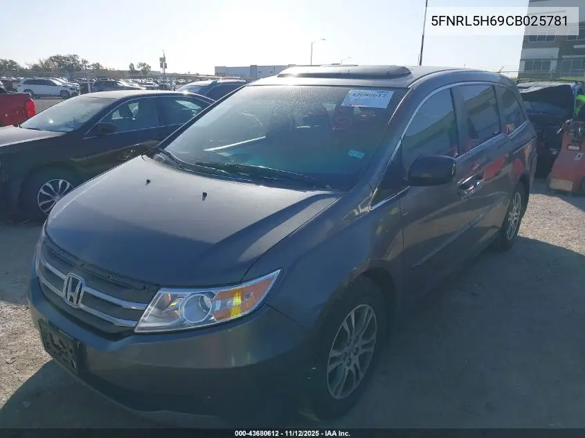 5FNRL5H69CB025781 2012 Honda Odyssey Ex-L