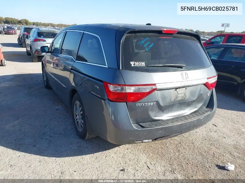 5FNRL5H69CB025781 2012 Honda Odyssey Ex-L