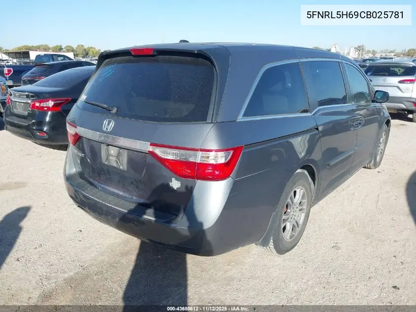 5FNRL5H69CB025781 2012 Honda Odyssey Ex-L
