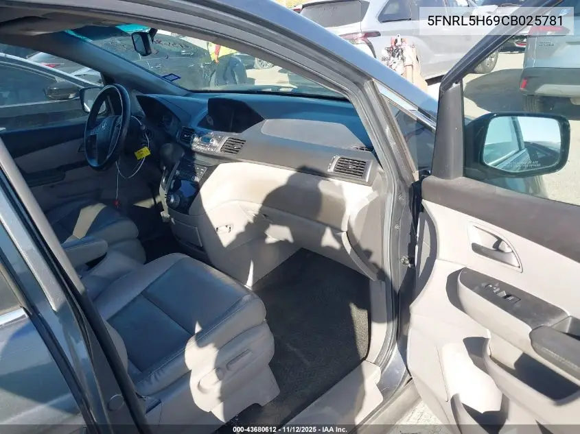 5FNRL5H69CB025781 2012 Honda Odyssey Ex-L