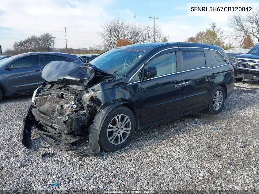 5FNRL5H67CB120842 2012 Honda Odyssey Ex-L