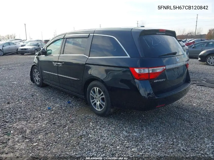 5FNRL5H67CB120842 2012 Honda Odyssey Ex-L