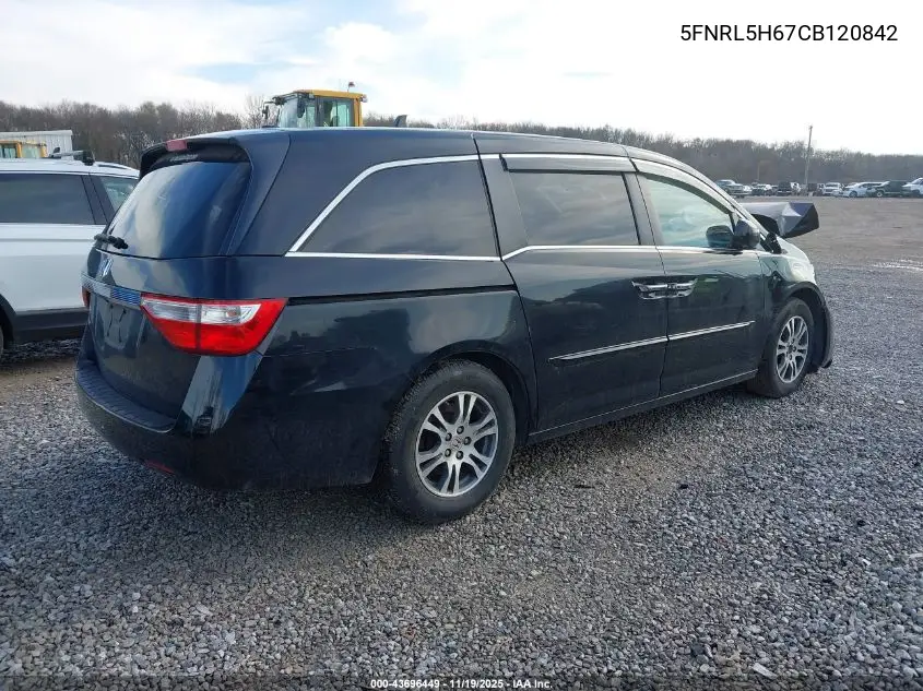 5FNRL5H67CB120842 2012 Honda Odyssey Ex-L