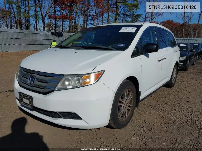 5FNRL5H69CB016420 2012 Honda Odyssey Ex-L