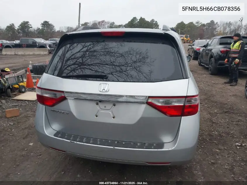 5FNRL5H66CB078356 2012 Honda Odyssey Ex-L