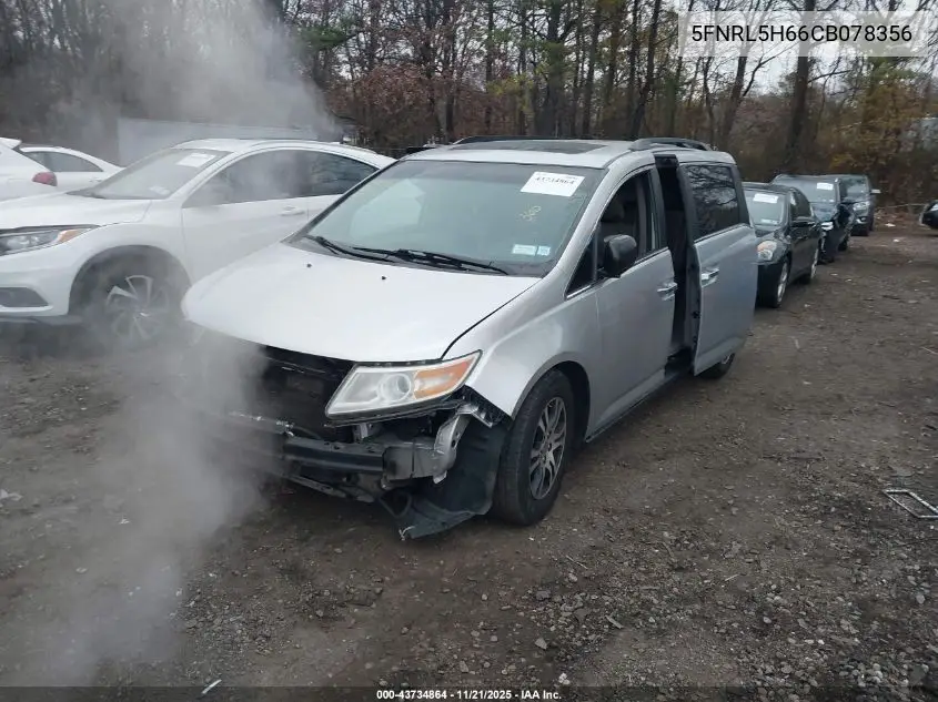 5FNRL5H66CB078356 2012 Honda Odyssey Ex-L