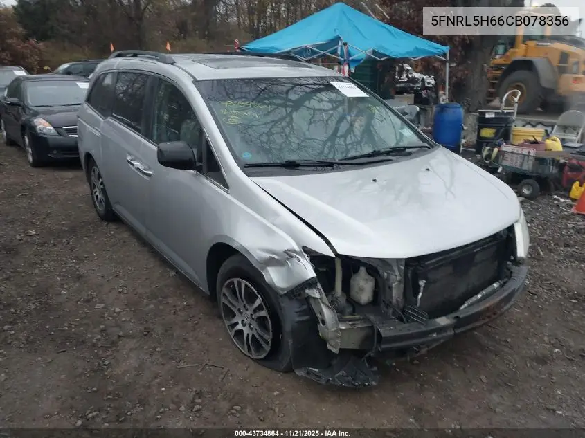 5FNRL5H66CB078356 2012 Honda Odyssey Ex-L