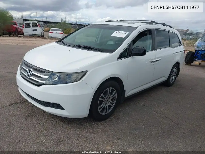 5FNRL5H67CB111977 2012 Honda Odyssey Ex-L