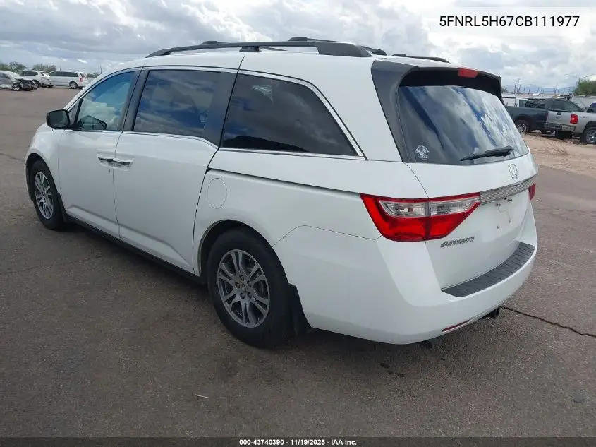 5FNRL5H67CB111977 2012 Honda Odyssey Ex-L