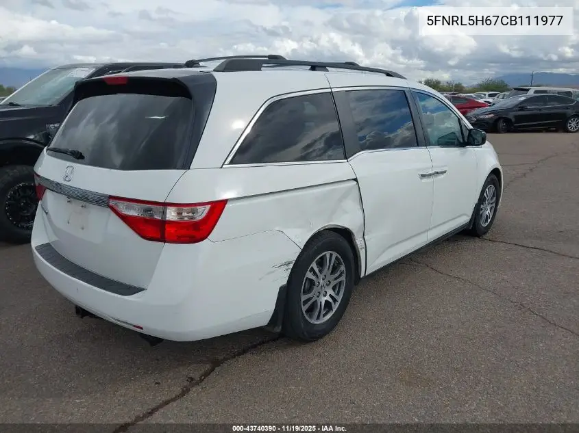 5FNRL5H67CB111977 2012 Honda Odyssey Ex-L