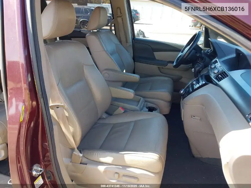 5FNRL5H6XCB136016 2012 Honda Odyssey Ex-L