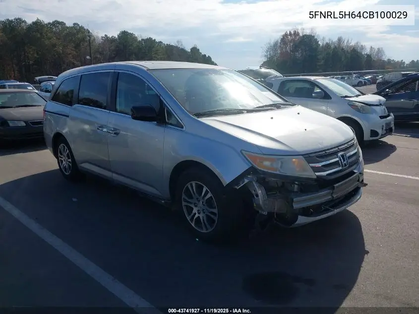 5FNRL5H64CB100029 2012 Honda Odyssey Ex-L