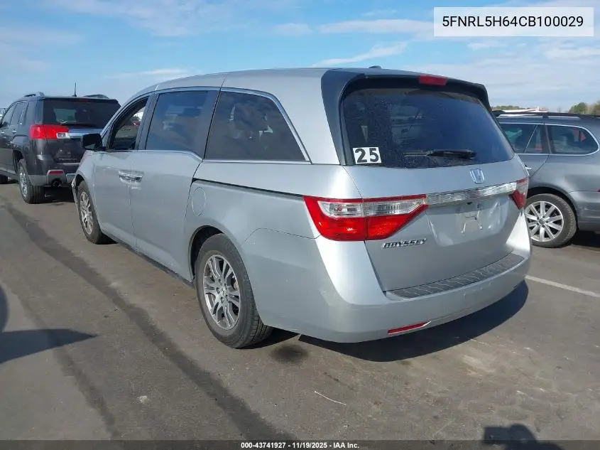 5FNRL5H64CB100029 2012 Honda Odyssey Ex-L