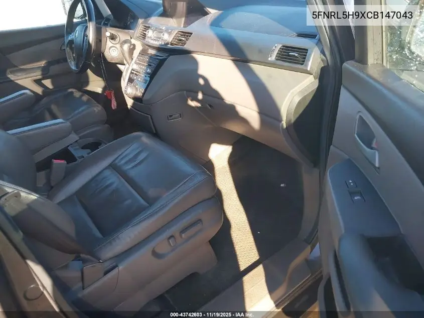 5FNRL5H9XCB147043 2012 Honda Odyssey Touring/Touring Elite