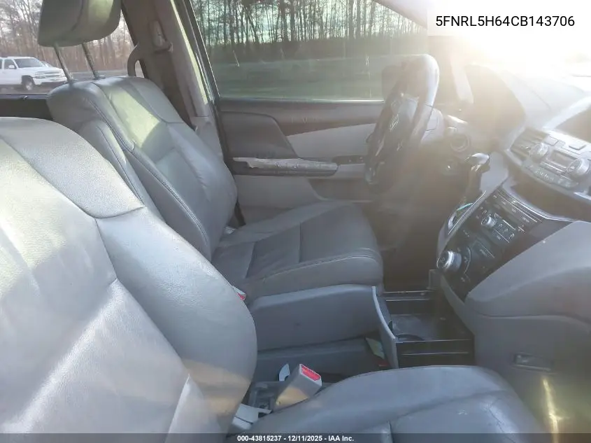 5FNRL5H64CB143706 2012 Honda Odyssey Ex-L