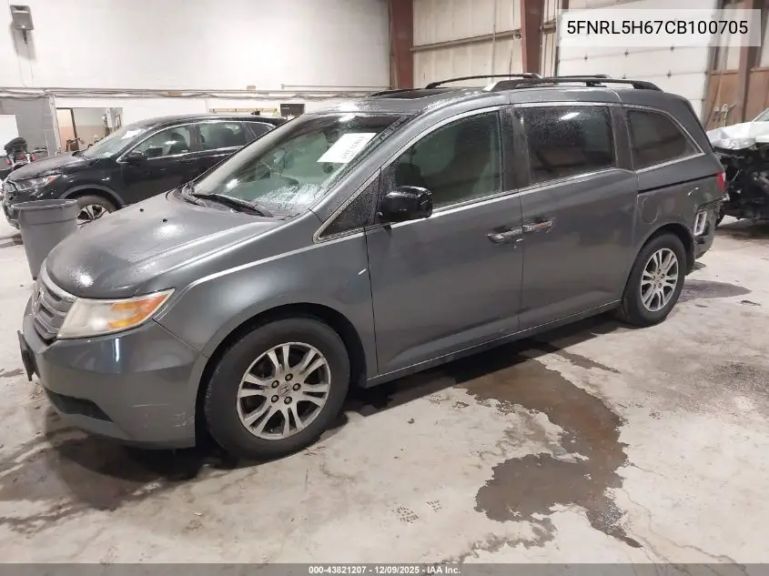 5FNRL5H67CB100705 2012 Honda Odyssey Ex-L